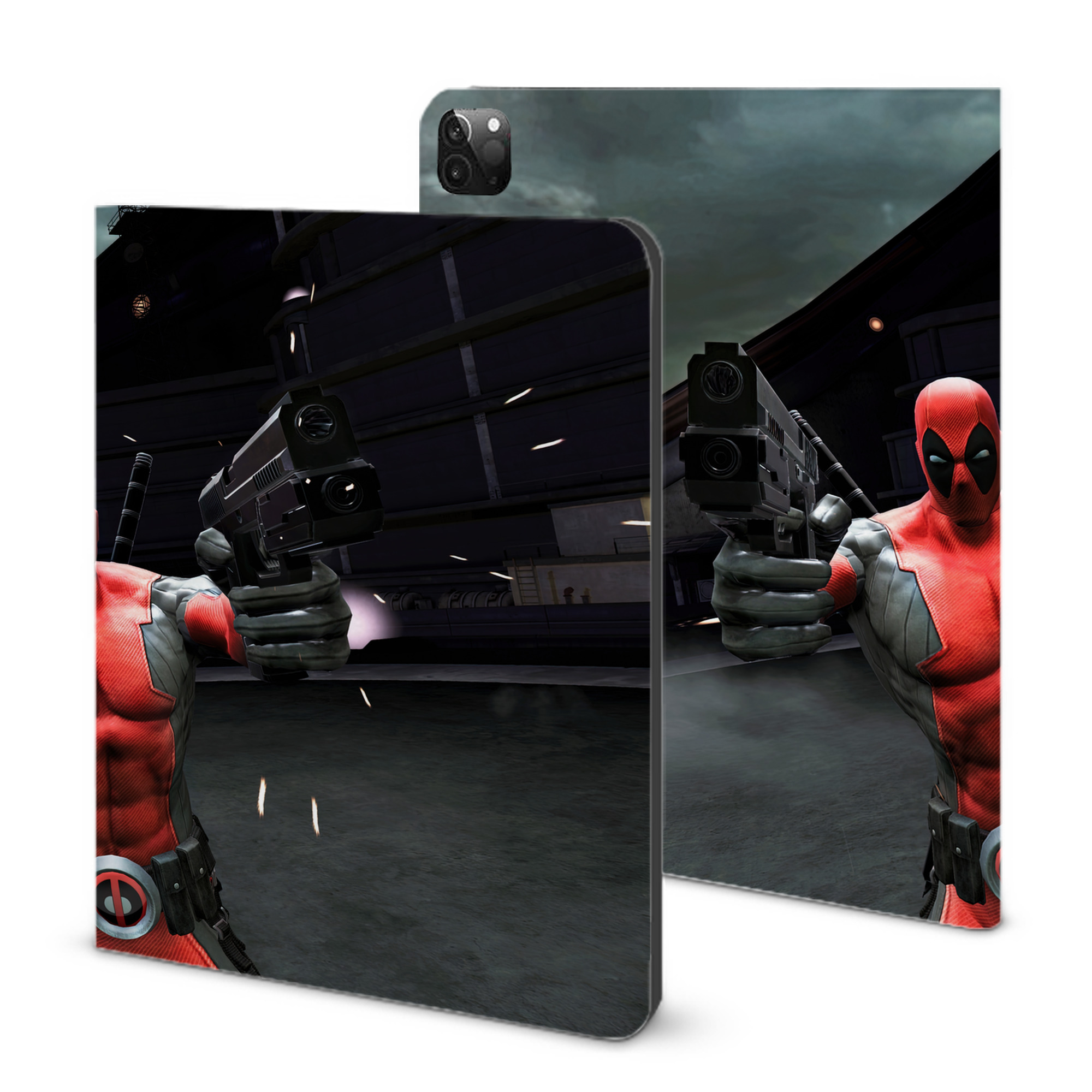 （画像用） Deadpool デッドプール IPadケース ペンホルダー付き ブックスタイルデザイン